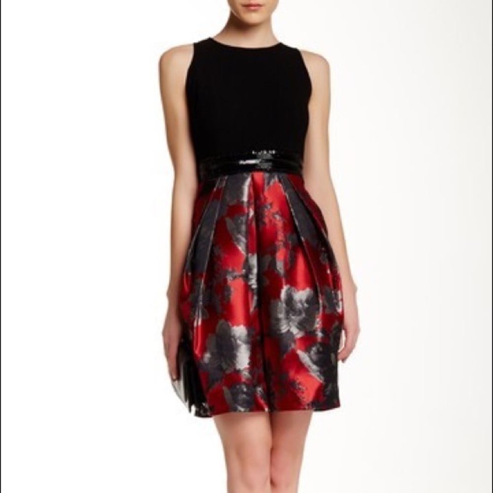 Carmen Marc Valvo beaded detail wool dress